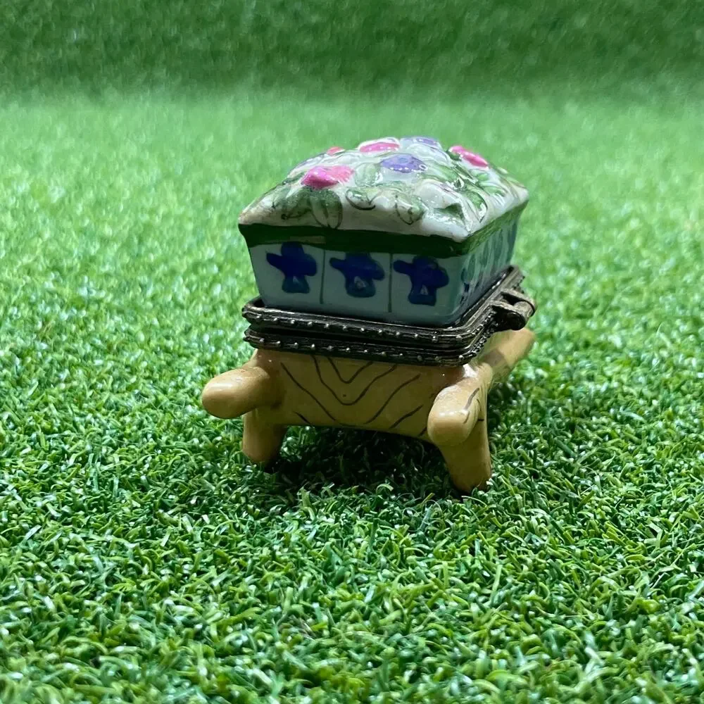 Vintage Miniature Porcelain Wheelbarrow Hinged Trinket Box